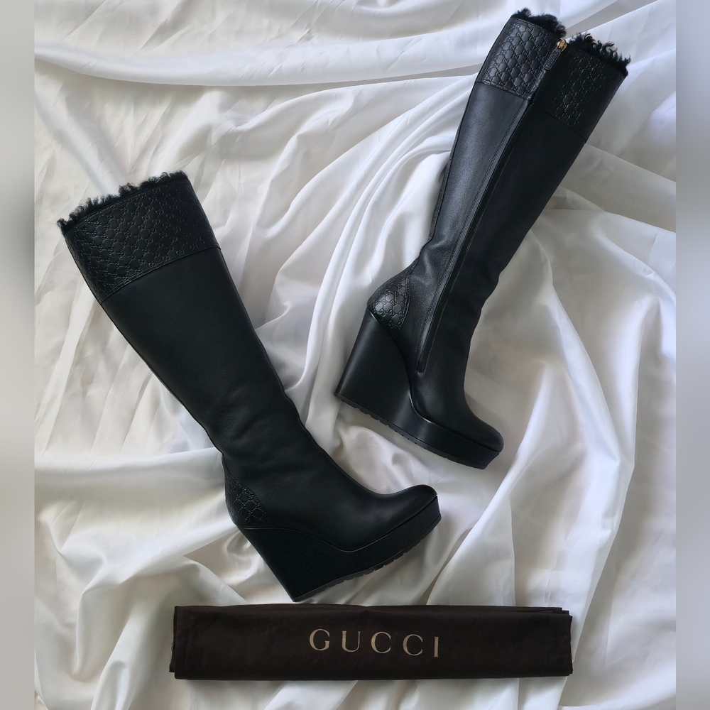 Gucci Knee-high Boots GG iconic Logo - Picture 3 of 15
